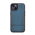 Bouletta BRN4EF Apple iPhone 14 Uyumlu Deri Standlı Mavi Cep Telefonu Arka Kapak