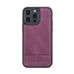 Bouletta CZ7 Apple iPhone 14 Pro Max Deri Standlı Mor Cep Telefonu Arka Kapak