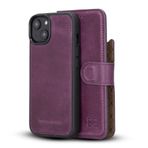 BOULETTA iPhone 14 Plus Kılıf Cüzdan Magsafe - Gerçek Deri Manyetik Çıkarılabilir Folyo Telefon Kılıfı RFID Kart Tutuculu 3 Yuvalı 6,7 inç Mor
