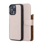 BOULETTA iPhone 14 Pro Max Kılıf Cüzdan Magsafe ile Uyumlu - Hakiki Deri Manyetik Çıkarılabilir Folyo Telefon Kılıfı RFID Kart Tutucu 3 Yuvalı 6,7 inç Bej