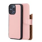 BOULETTA iPhone 14 Pro Max Kılıf Cüzdan Magsafe ile Uyumlu - Hakiki Deri Manyetik Çıkarılabilir Folyo Telefon Kılıfı RFID Kart Tutucu 3 Yuvalı 6,7 inç Pembe
