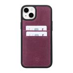 BOULETTA iPhone 15 Plus Kart Tutuculu Kılıf - Hakiki Deri, Koruyucu, İnce Telefon Kılıfı, 2 Kart Tutucu, RFID Engelleme 6,7 inç, Mor