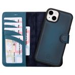 BOULETTA iPhone 15 Plus Kılıf Magsafe Uyumlu Tam Tahıl Deri, Manyetik Çıkarılabilir Folyo Telefon Cüzdan Kılıfı (2'si 1 arada) - RFID Engelleme ile 4 Kart Tutucu 6,7 inç, Mavi