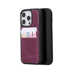 BOULETTA iPhone 15 Pro Kart Tutucu Kılıf - Hakiki Deri, Koruyucu, İnce Telefon Kılıfı, 2 Kart Tutucu, RFID Engelleme 6,1 inç, Mor