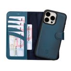 BOULETTA iPhone 15 Pro Max Kılıf Magsafe Uyumlu Tam Tahıl Deri, Manyetik Çıkarılabilir Folyo Telefon Cüzdan Kılıfı (2'si 1 arada) - RFID Engelleme ile 4 Kart Tutucu 6,7 inç Mavi