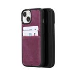 BOULETTA Kart Tutuculu iPhone 15 Kılıfı ile Uyumlu - Hakiki Deri, Koruyucu, İnce Telefon Kılıfı, 2 Kart Tutucu, RFID Engelleme 6,1 inç, Mor