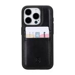 BOULETTA Kart Tutuculu iPhone 15 Pro Kılıfı ile Uyumlu - Hakiki Deri, Koruyucu, İnce Telefon Kılıfı, 2 Kart Tutucu, RFID Engelleme 6,1 inç, Siyah