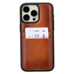 BOULETTA Kart Tutuculu iPhone 15 ProMax Kılıfı ile Uyumlu - Hakiki Deri, Koruyucu, İnce Telefon Kılıfı, 2 Kart Tutucu, RFID Engelleme 6,7 inç, Tan Kahverengi
