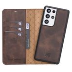 Bouletta MW Deri Telefon Kılıfı Samsung S21 Ultra TN03 Kahve
