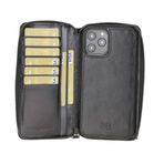 Bouletta Pouch MW Deri Telefon Kılıfı iPhone 12 6.7inç RST1 Siyah RFID