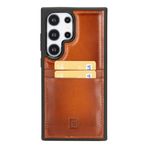 BOULETTA Samsung Galaxy S24 Ultra Kılıf Kart Sahipleri ve RFID Engelleme, Kadınlar ve Erkekler için El Yapımı Hakiki Deri Kılıf 6.8 inç, Tan Kahverengi