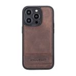 Bouletta TN3 Apple iPhone 14 Pro Uyumlu Deri Standlı Kahve Cep Telefonu Arka Kapak