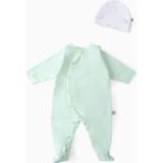 Boumini Bebek Patikli Tulum Şapka Set Mint - Prematüre