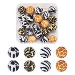 Boutigem 20 adet yuvarlak silikon boncuk 14,5 mm şeritler çatlaklar zebra leopar baskılı gevşek inciler takı üretimi için DIY bileklik kolye küpe