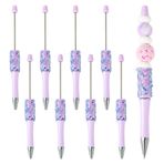 Boutigem 8 adet yapay elmas boncuklu kalem plastik tükenmez kalem yıldız pullu boncuk kalem rollerball kalemler DIY kalem dekor ofis okul yazma malzemeleri, lavanta