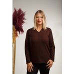 Boutique Arzu İnan Kadın Kahverengi V Yaka Bluz B1063