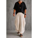 Boutique Juji BOHEM STİL KATMANLI CEPLİ EKRU ERKEK ŞALVAR PANTOLON / UNİSEX