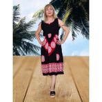 Boutique Venüs Şilebezi Taş Baskılı Elbise - Standart - Beyaz - Siyah - Kırmızı