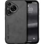Bovinox Huawei Pura 70 Kamera Korumalı Kılıf Deri Görünümlü Tam Koruma Vintage Premium Deri Lansman Kılıf - Siyah - Renk