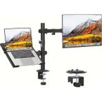 Bovinox Profesyonel Çift Kollu Monitör ve Laptop Standı – Ergonomik Masaüstü Düzenleyici – Vesa Uyumlu - Siyah