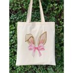 Bow Rabbit, Tavşankurdeleler Y2k Retro Ham Bez Tote Bag Çanta, Pinterest Çanta - 10D-Krem