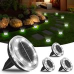 Bowfar 4 adet solar dış mekan zemin lambası, IP65 su geçirmez solar lamba, 12 LED, bahçe aydınlatması, güneş paneli, soğuk beyaz, bahçe, çim, yürüme yolu, veranda, garaj yolu için güneş enerjili
