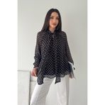 Bowni Line Puantiyeli Siyah Şifon Bluz BW003