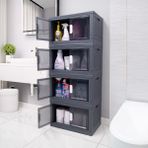 Box&Box 4 Katlı Çok Amaçlı Katlanır Banyo Mutfak Düzenleyici Dolap, Organizer, Ayakkabılık - Gri