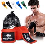 BOXERPOINT Erkekler ve Kadınlar için 180 inç Ringside Boks Sargıları | Boks Eldiveni Erkek, Kadın, Muay Thai, Kickboks, MMA için Boks El Sargıları - Profesyonel El Sargısı Nefes Alabilir Boks Eldiveni