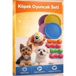 BOXLAND Küçük Irk Köpek Oyuncak Seti Sesli Mini Dumbbell + Frizbi + Tenis Topu