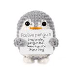 BOXOB Mini Komik Pozitif Penguen, 6,5 cm Pozitif Kart Örme Penguen Oyuncak Arkadaş Teşvik Parti Dekorasyonu için Teşvik Edici Hediye (Gri)