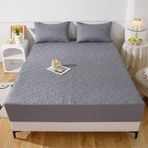 Boxspring Nevresim Takımı (200 x 220 cm) - Elastik Çiçek Desenli Yatak Takımı, Koyu Gri Lastikli Çarşaflar, Yumuşak ve Dayanıklı, Modern Yatak Odaları için Mükemmel, Lüks Konfor