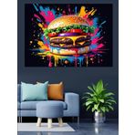 Boyalı Dev Hamburger Dekoratif Kanvas - Mdf Ahşap Tablo