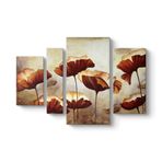 Boyama Gelincikler Tablosu 119 x 80-4 Parçalı