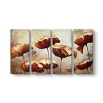 Boyama Gelincikler Tablosu 129 x 70-4 Parçalı