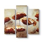 Boyama Gelincikler Tablosu 96 x 90-3 Parçalı