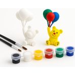 Boyanabilir 3D Ayıcık Seti | 10 cm 3D Baskı Figür + 2 Fırça + 6’lı 3m Akrilik Boya - Beyaz