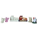 Boyanabilir Polyester Poliüretan Ham Obje Kedi Baykuş Panda 3 Biblo Set