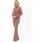 Boydan Düğmeli Mini Ceket & Ispanyol Paça Pantolon Takım-Kahve - 40