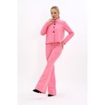 Boydan Düğmeli Mini Ceket & Ispanyol Paça Pantolon Takım-Pembe - 42