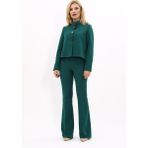 Boydan Düğmeli Mini Ceket & Ispanyol Paça Pantolon Takım-Zümrüt - 36