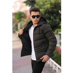 Boymen Su Ve Rüzgar Geçirmez Erkek Kapüsonlu Kışlık Mont Şişme Mont