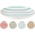 Boyner Evde 1 Adet Seramik Çok Renkli Pasta Tabağı Soft Desenli Çizgili 19CM 4ASS.