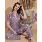 Boyraz Kadın Milan Boydan Düğmeli Kısa Kol İnce Pijama Takımı 11032 - 1 Adet Lila-L