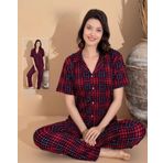 Boyraz Kadın Milan Boydan Düğmeli Kısa Kol İnce Pijama Takımı 11065 - 1 Adet Kırmızı-L