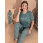 Boyraz Kadın Milan Büyük Beden Bisiklet Yaka Kısa Kol İnce Pijama Takımı 11061 - 1 Adet Yeşil-2XL