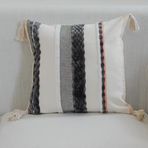 boyspringg Çizgili Boho Kırlent Kılıfları 45x45 cm Püsküllü Şönil Yastık Kılıfları Modern Ev Dekorları Kanepe Yatak Odası Kanepe Araba Oturma Odası için Püsküllü (Koyu Gri)