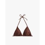 Boyundan Bağlamalı Parıltılı Üçgen Bikini Üstü
