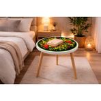 Boyut Modern Yuvarlak Orta Sehpa 42X42 cm – Dekoratif Baskılı, Ahşap Ayaklı - çok renkli