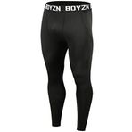 Boyzn 2'li paket kompresyon pantolonu, erkek, spor taytı, nefes alır, fitness külotlu çorap, fonksiyonel iç çamaşırı, pantolon, uzun iç çamaşırı, koşu, yürüyüş, bisiklet için, Siyah (tekli paket), XXL